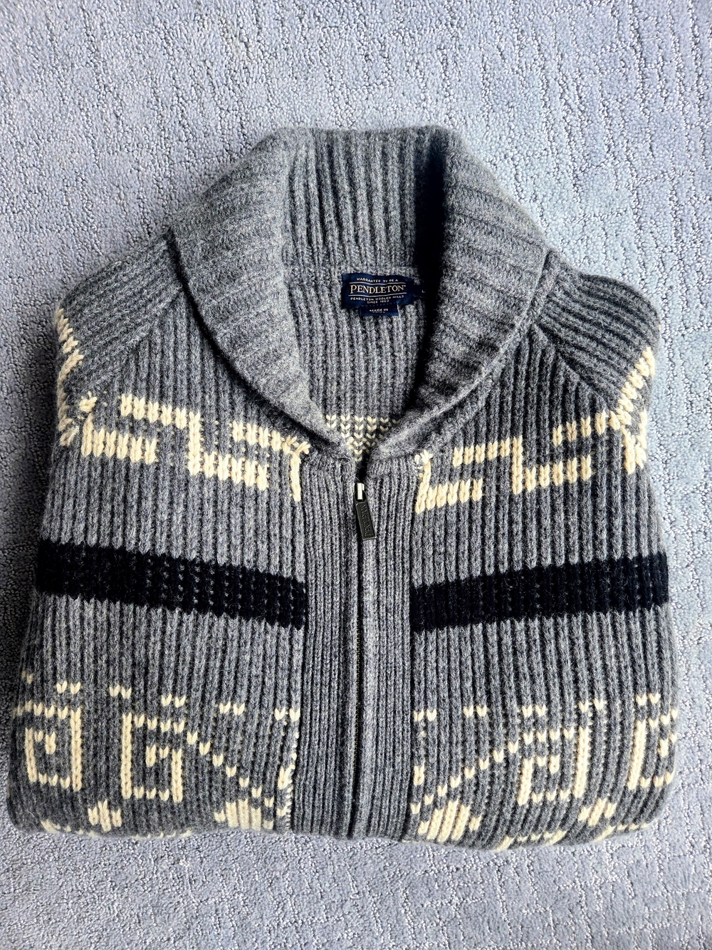 ​🌲 Pendleton Gray Zip Shawl Collar Wool Cardigan 🌲 - Picture 8 of 10